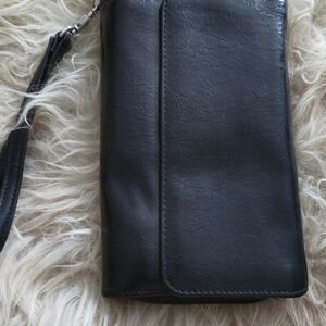 Black Leather Wristlet